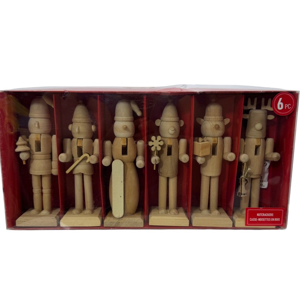 Make Market DIY Mini Wood Nutcrackers 6 Piece Set Unfinished Holiday Decor 5in